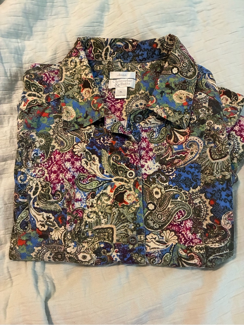 Christopher & Banks Women’s Paisley Button-Up Shirt in Multicolor XL